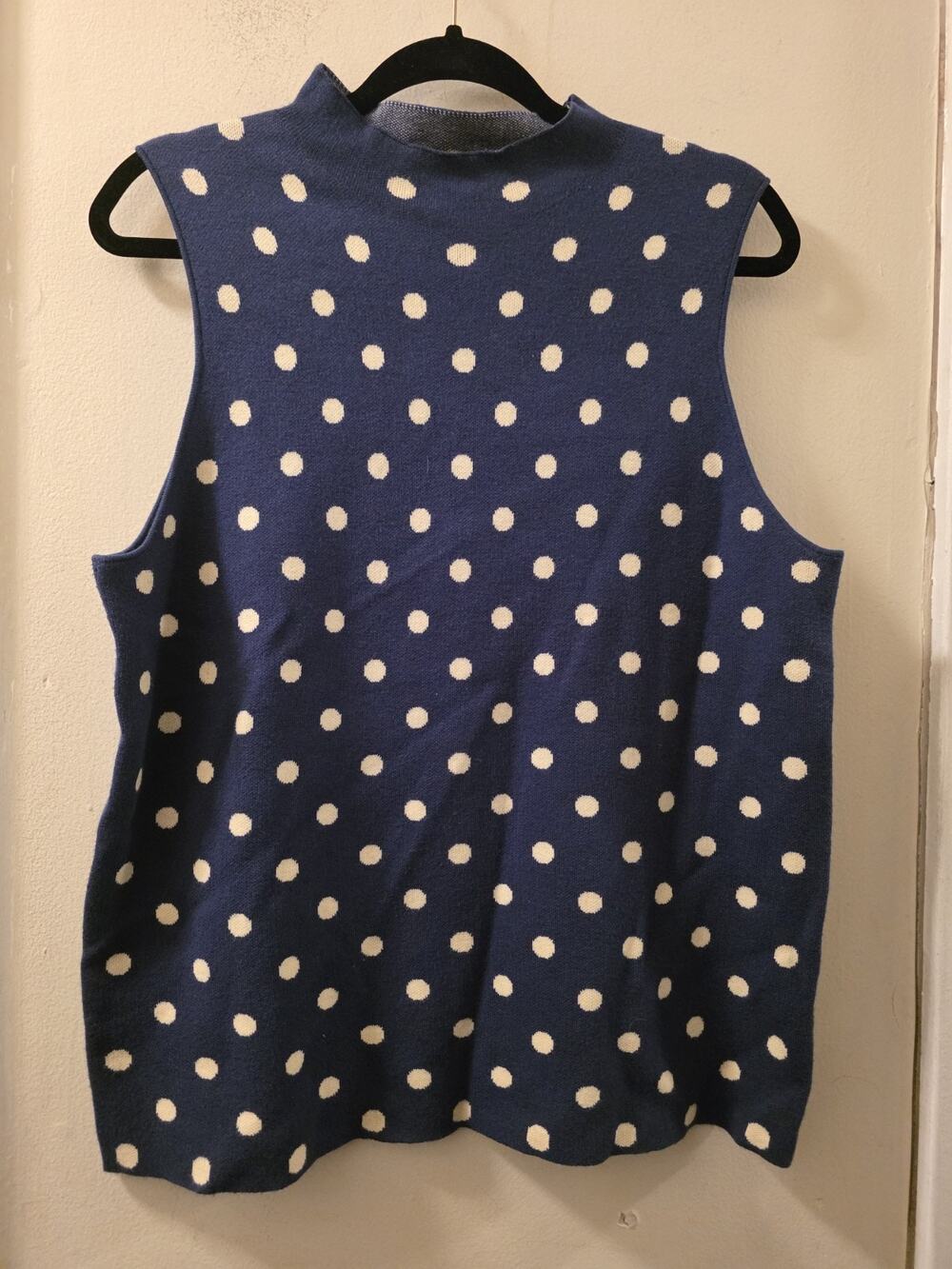 Ann Taylor Women's Polka Dot Mock Neck Sweater Top Blue White Size XL